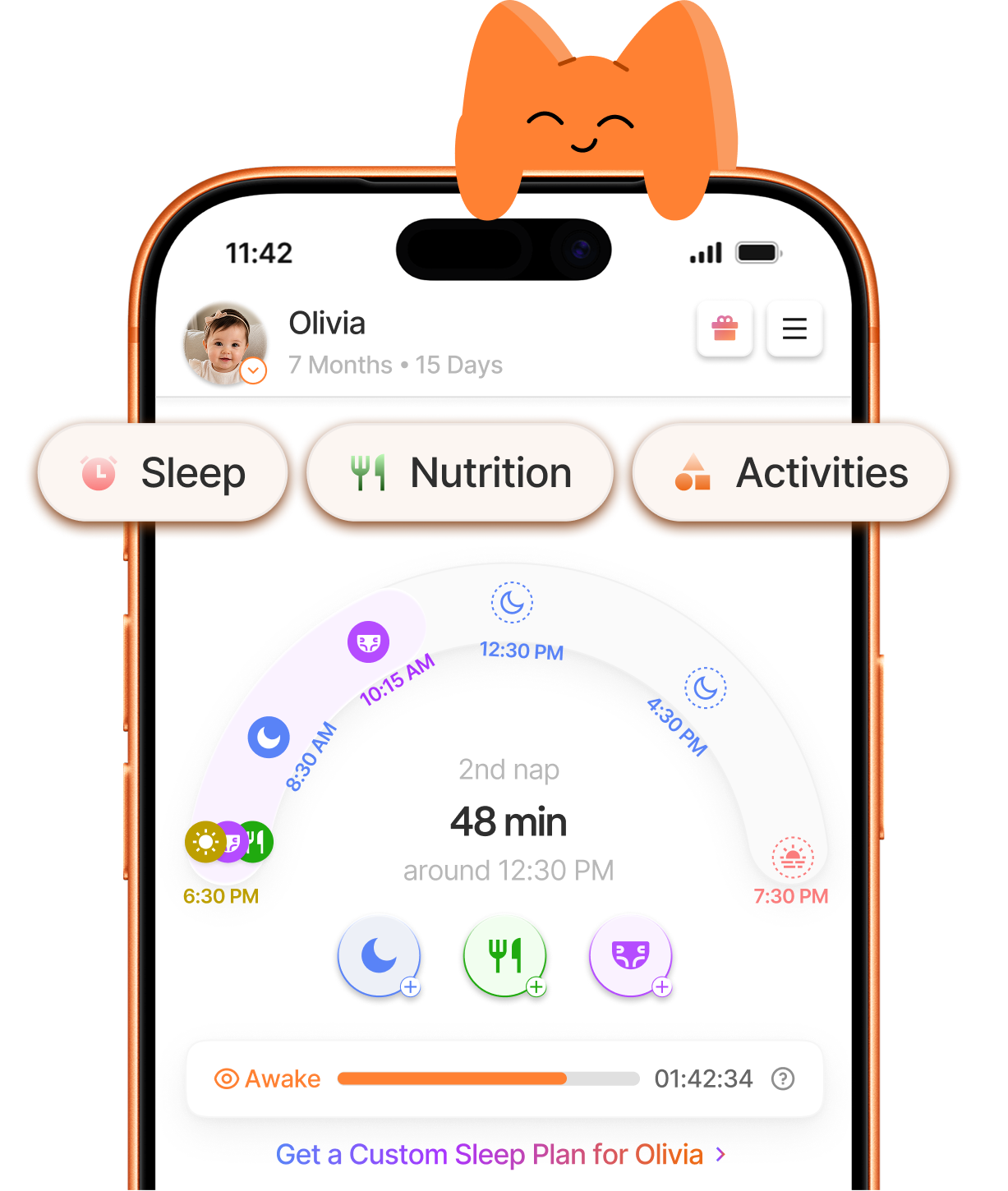 A personalised baby sleep plan in the Yuppo app