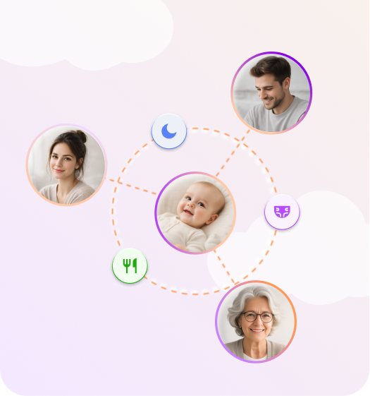 Shared caregiver tracking screen in the Yuppo app