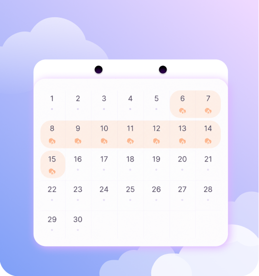Leap week calendar screen in the Yuppo app